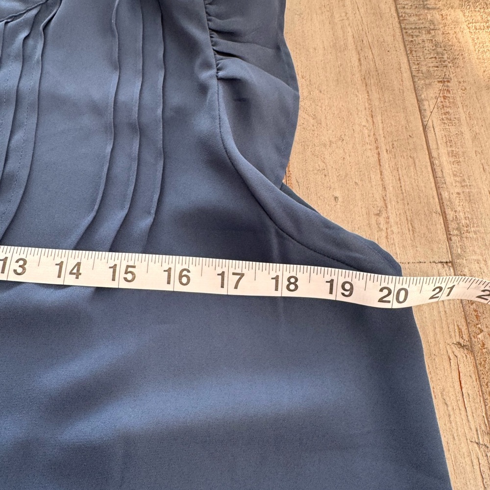 Ann Taylor Ruffled Short Sleeve Blue Blouse - Picture 7 of 7